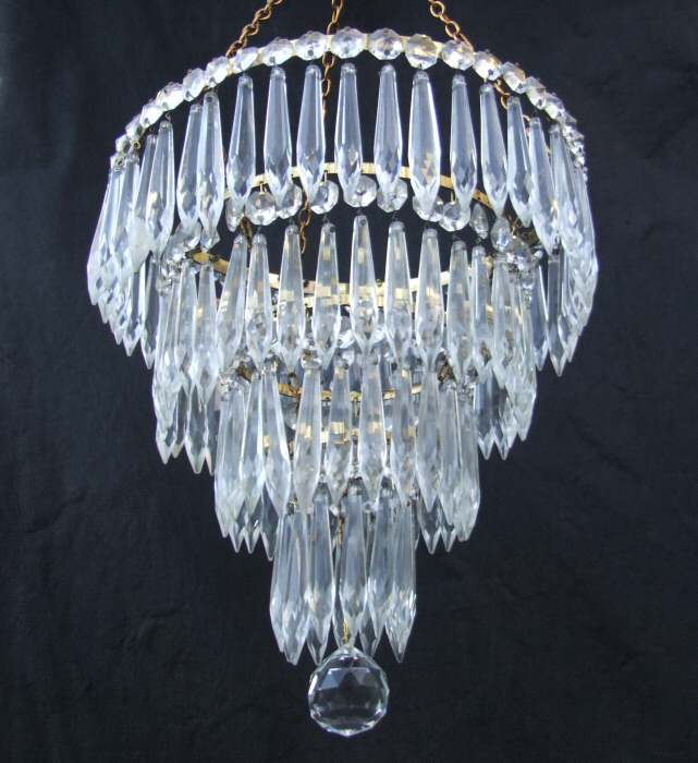 Circa 1930, A Large 4 Tier Icicle Drop Chandelier