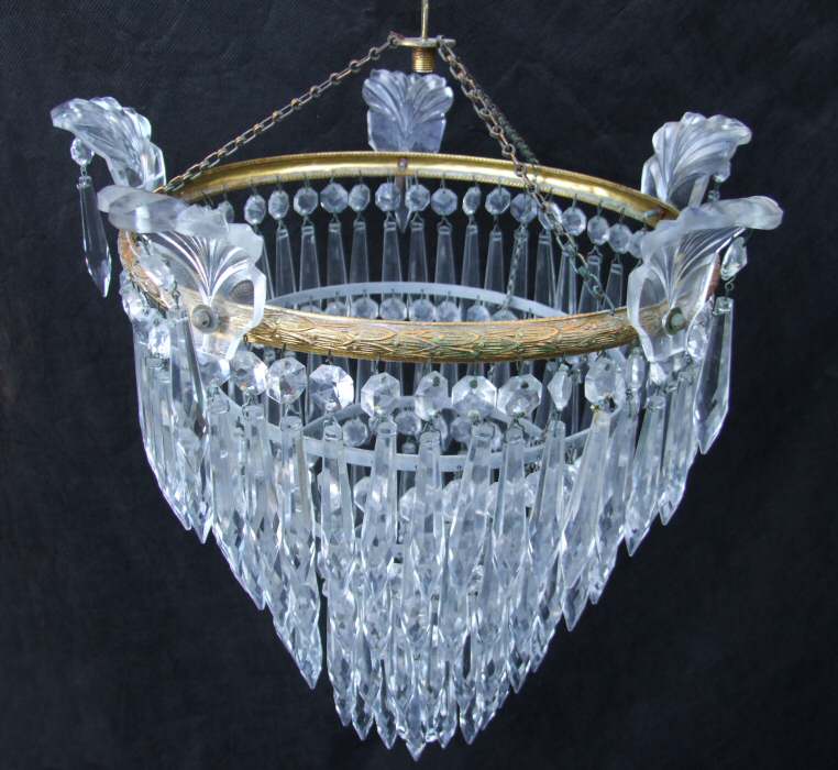 A Large Mid 20th Century 4 Tier Icicle Drop Chandelier