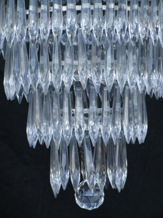 A Large Mid 20th Century 4 Tier Icicle Drop Chandelier