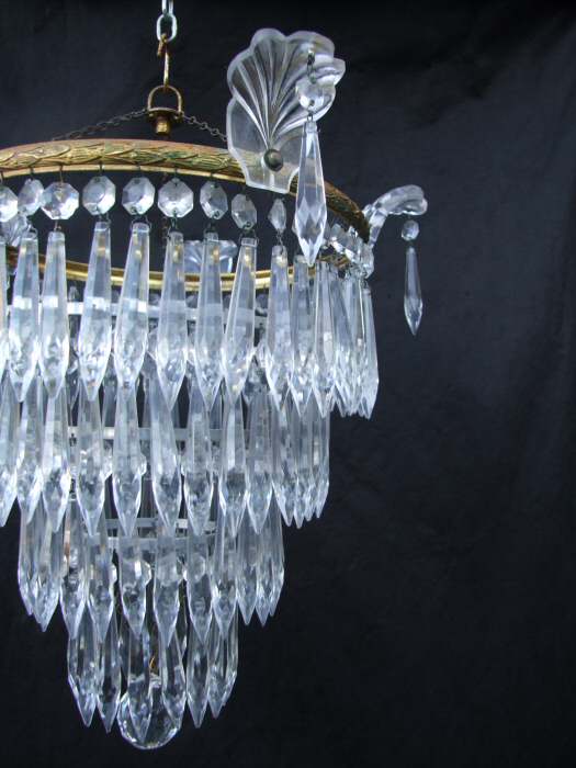 A Large Mid 20th Century 4 Tier Icicle Drop Chandelier