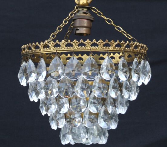 Mid 20th Century Almond Drop Chandelier