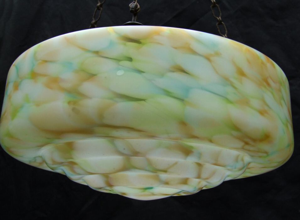 Art Deco Lime Green and Tangerine Ceiling Light