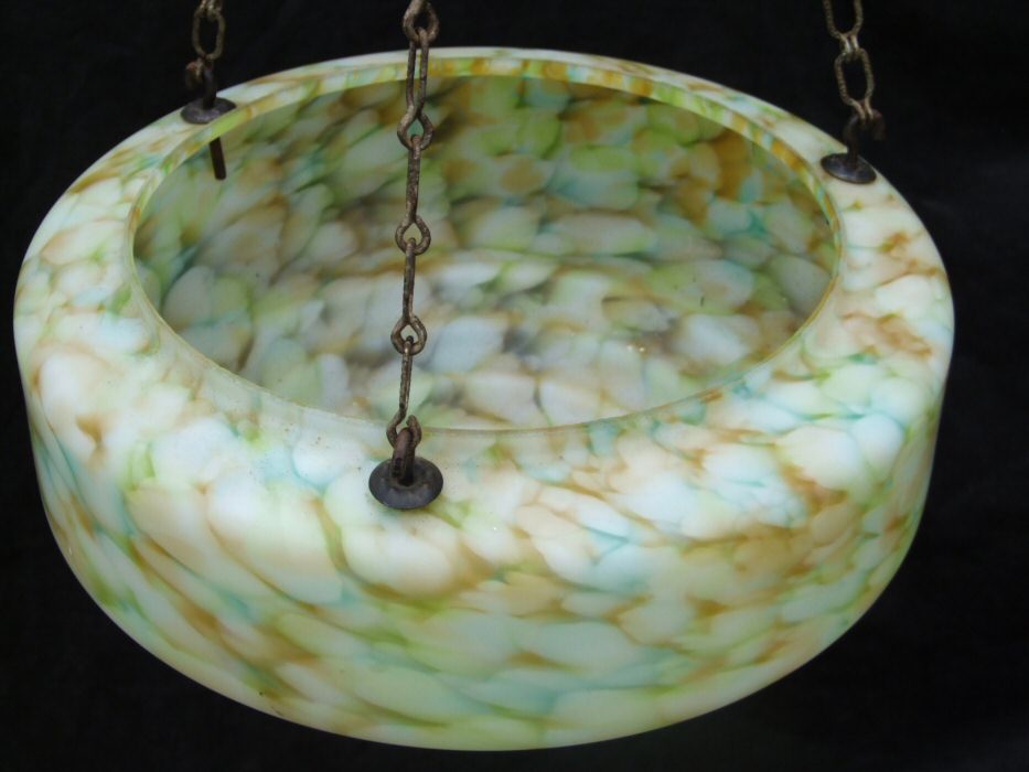 Art Deco Lime Green and Tangerine Ceiling Light