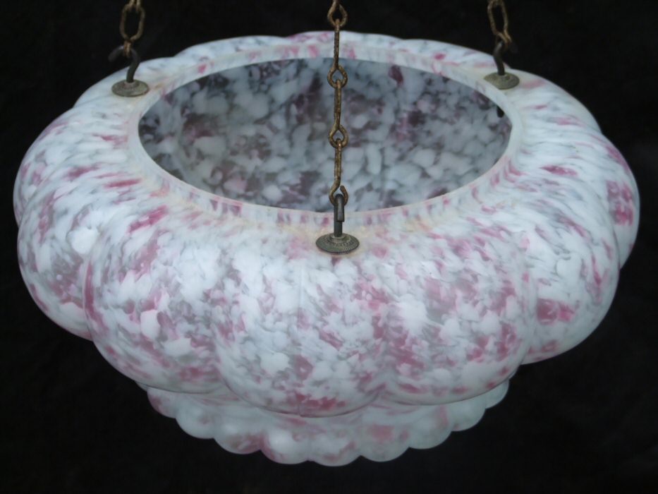 Art Deco Large Petal Shaped Mottled Pink Ceiling Light