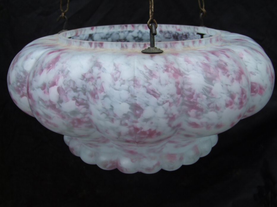 Art Deco Large Petal Shaped Mottled Pink Ceiling Light