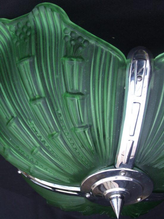 Stunning Emerald Green Art Deco Ceiling Light