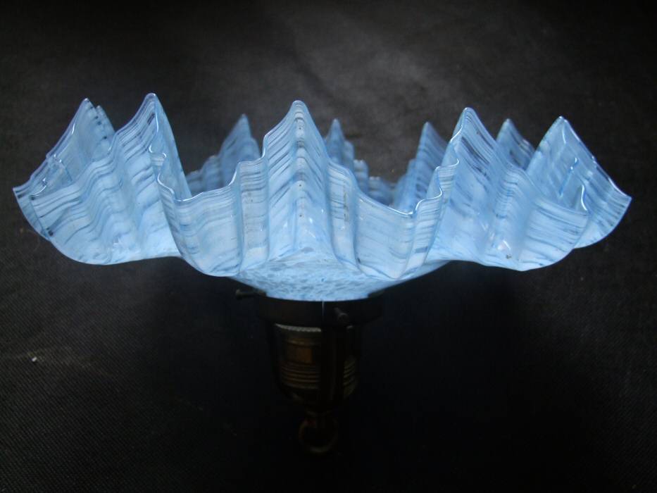 Stunning Edwardian Aquamarine Mottled Blue Petal Ceiling Light 