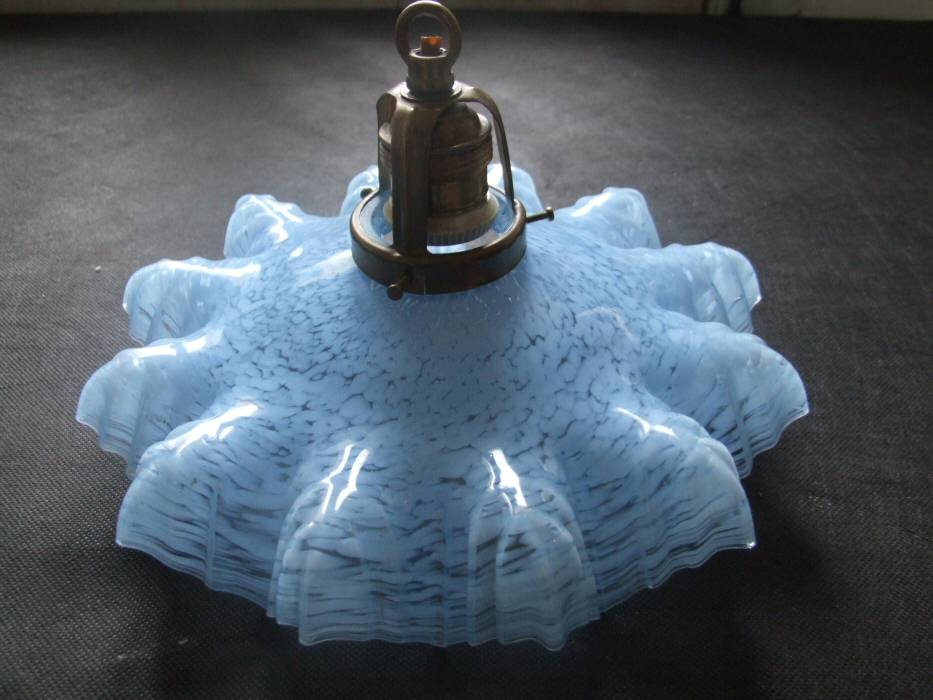 Stunning Edwardian Aquamarine Mottled Blue Petal Ceiling Light 