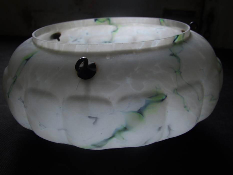 Mottled White and Green Art Deco Ceiling Light