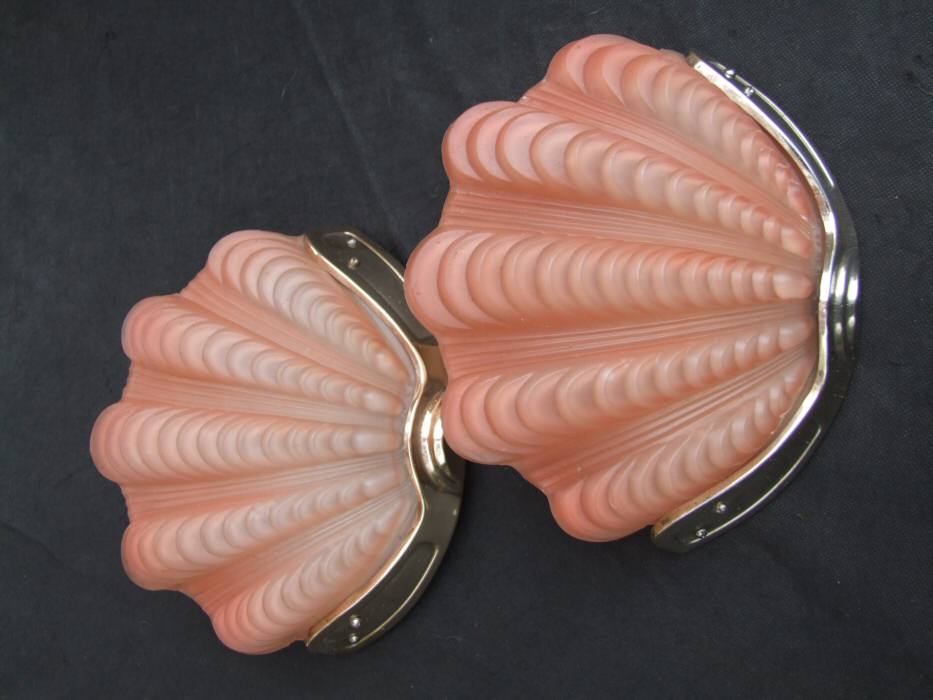 of Coral Art Deco Shell Wall Lights 