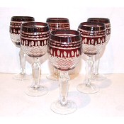 antique set of 6 wine glasses