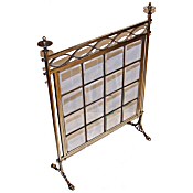 large decorative Edwardian brass and mirrored firescreen
