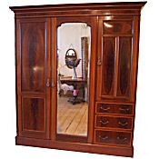 Edwardian inlaid mahogany combination wardrobe