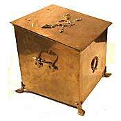 Edwardian brass coal bin