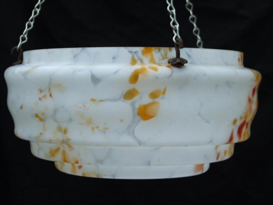 Mottled Tangerine and White Art Deco Ceiling Light