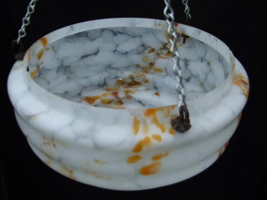 Mottled Tangerine and White Art Deco Ceiling Light