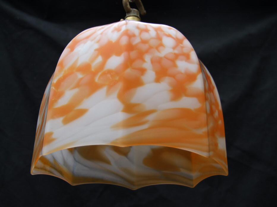 Art Deco mottled Tangerine Ceiling Light