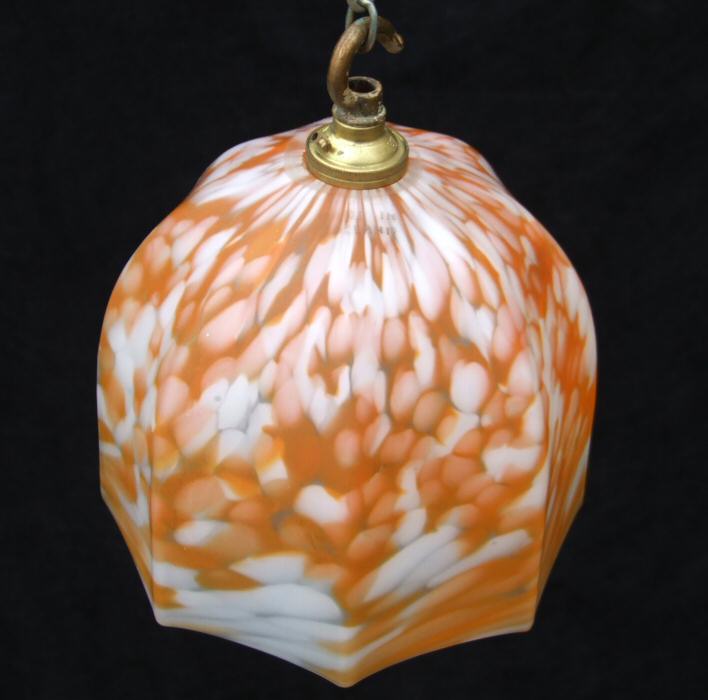 Art Deco mottled Tangerine Ceiling Light