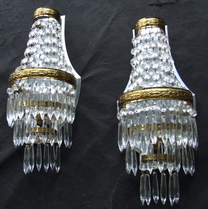 Pair of Large Icicle Drop Wall Lights