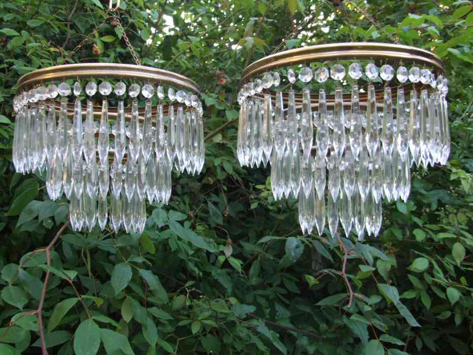 Pair of Mid 20th Century Icicle Drop Chandeliers