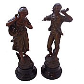 pair of aug moureau cold painted spelter figures  dating to 1900