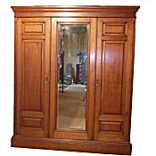Edwardian walnut combination wardrobe