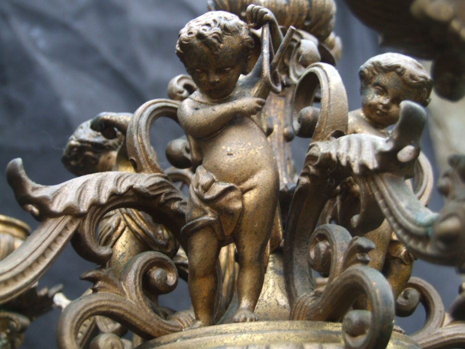 Stunning 19th Century gilt Cherub Chandelier