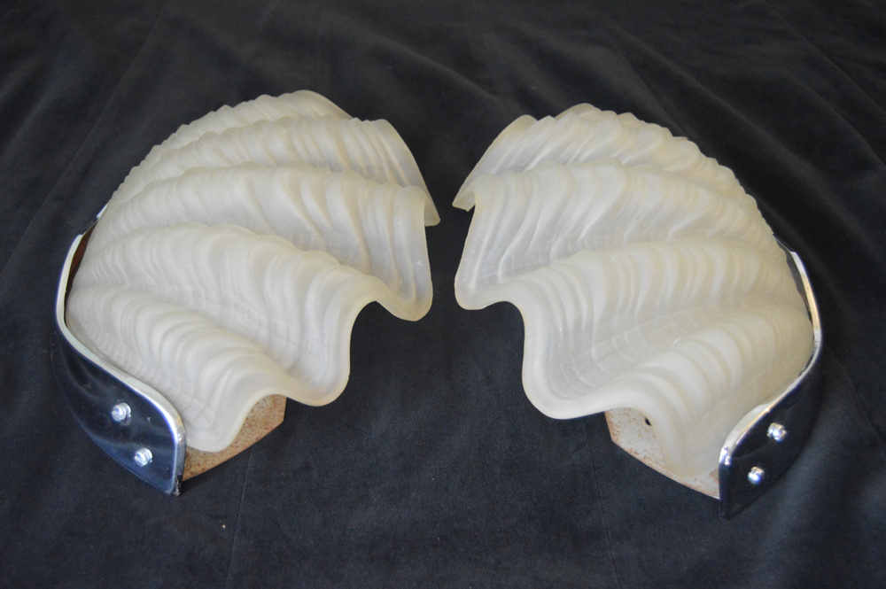 Pair of Opaque  Art Deco Shell Wall Lights