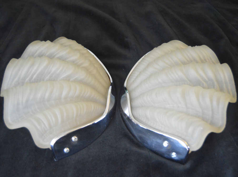 Pair of Opaque  Art Deco Shell Wall Lights