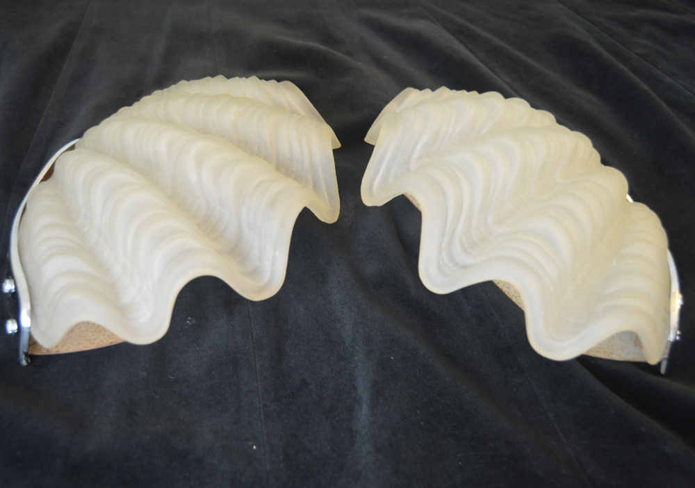 Pair of Opaque  Art Deco Shell Wall Lights