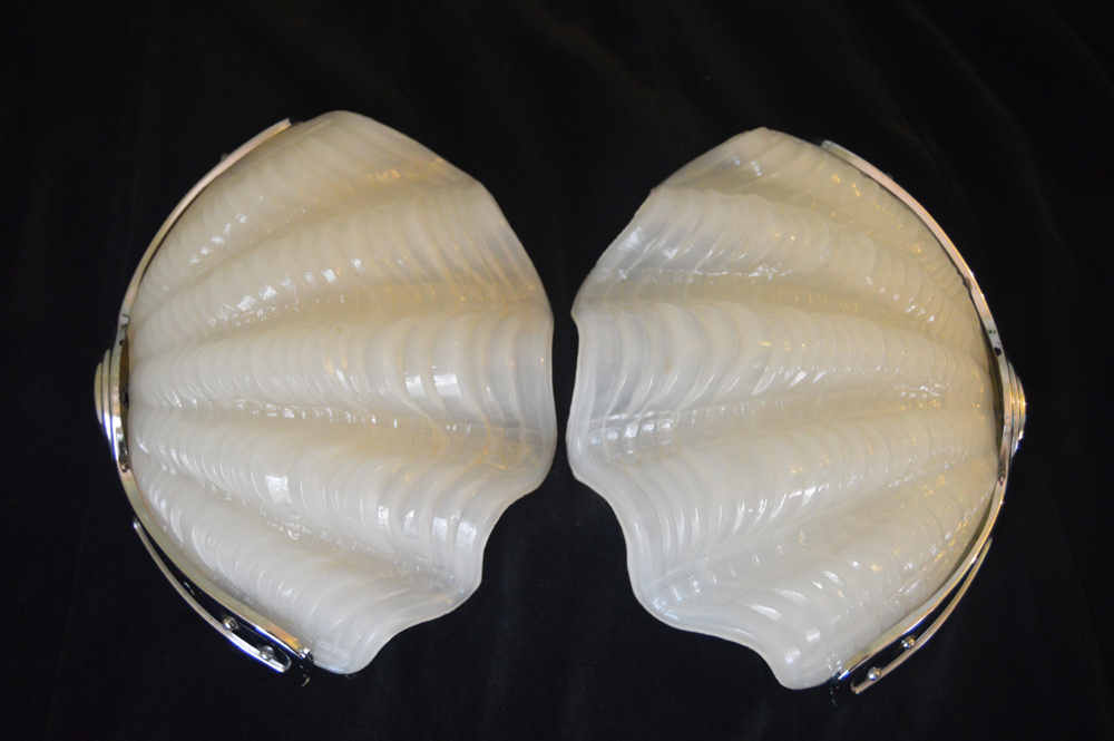 Pair of White  Art Deco Shell Wall Lights