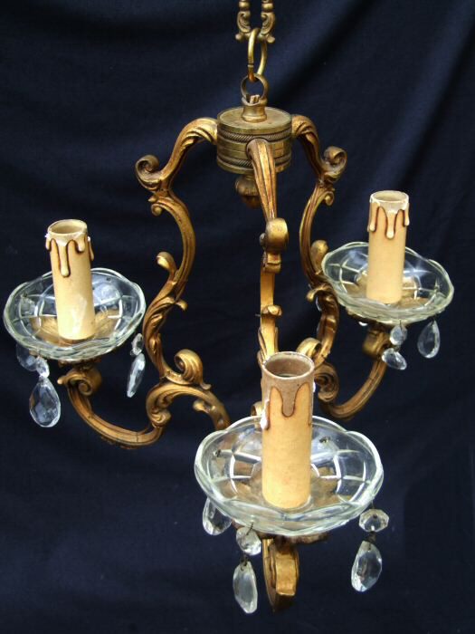 Antique 19th Century French 3 Arm Birdcage chandelier