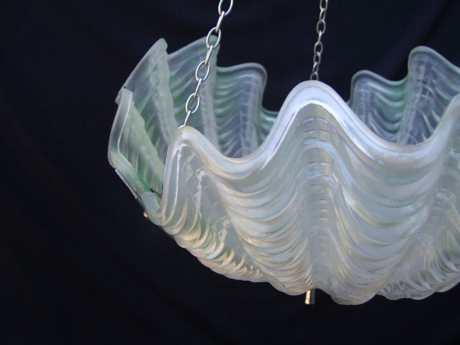 Deco Very Pale Apple Green Shell Ceiling Light