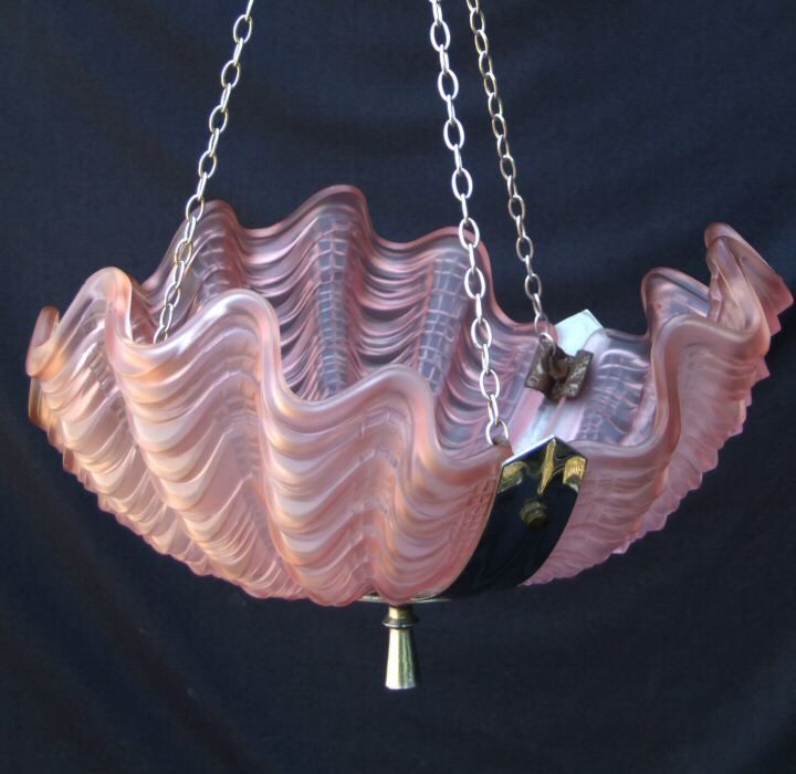 Stunning Cranberry Deco Shell Ceiling Light