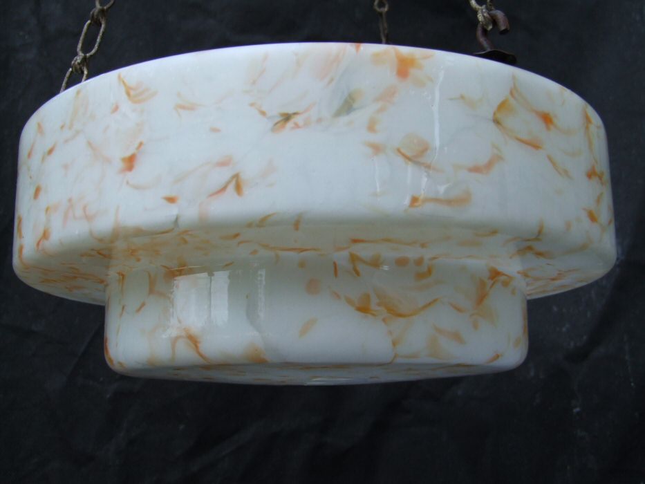 Mottled Tangerine and White Art Deco Ceiling Light