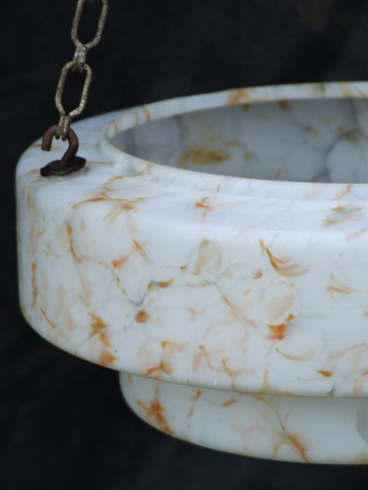 Mottled Tangerine and White Art Deco Ceiling Light