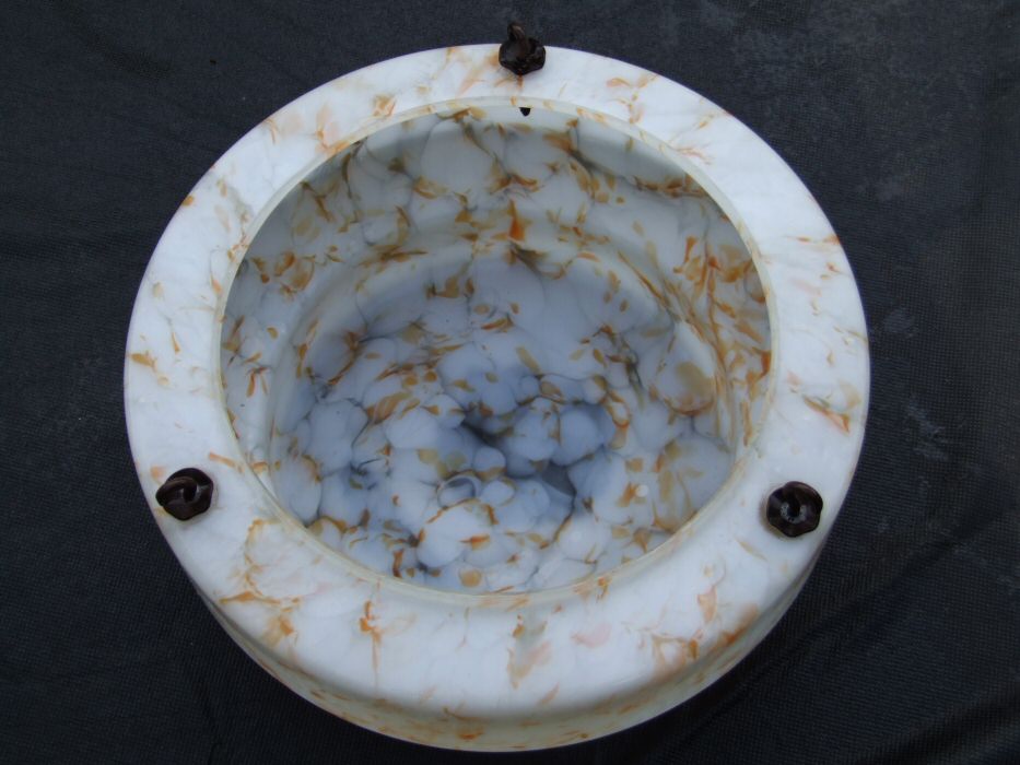 Mottled Tangerine and White Art Deco Ceiling Light