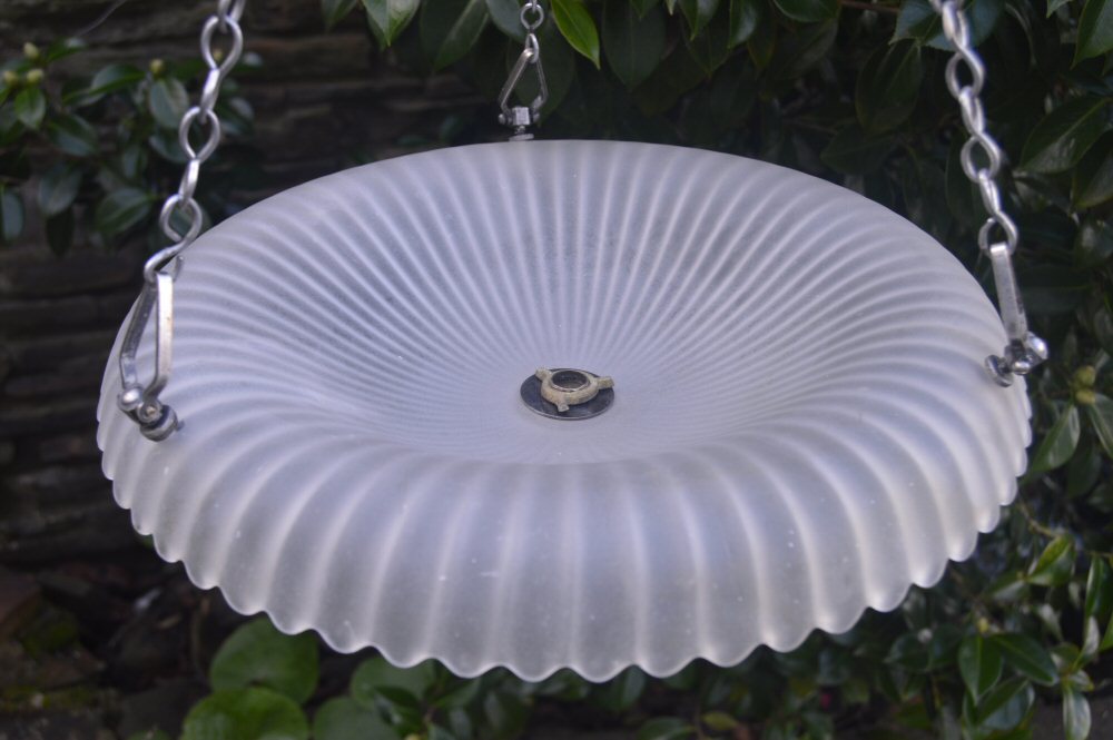 Circa 1930 Fluted Upturned Opaque Ceiling Light