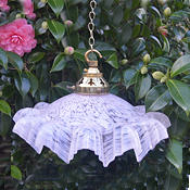 Pretty Vintage French mottled pink frilled Shade