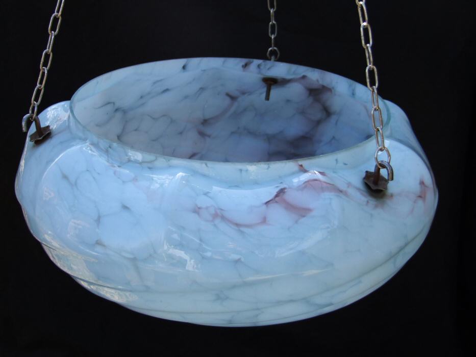 Large Baby Blue Art Deco Mottled Ceiling Light