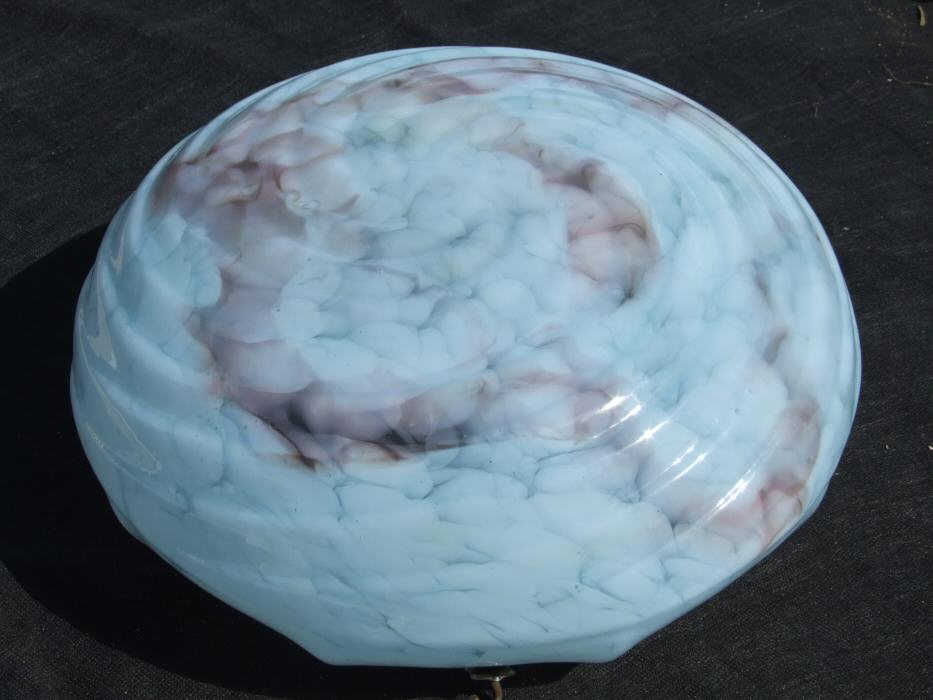 Large Baby Blue Art Deco Mottled Ceiling Light