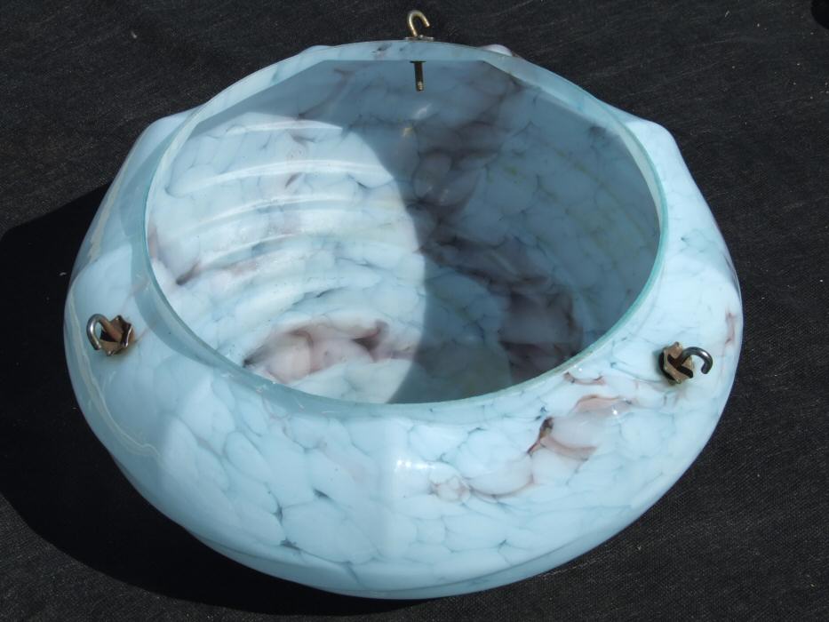 Large Baby Blue Art Deco Mottled Ceiling Light