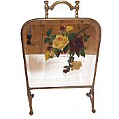 small Edwardian brass and mirror firescreen