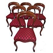 6 Victorian balloon back dining chairs