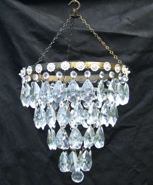 1930s 4 Tier Almond Drop Chandelier