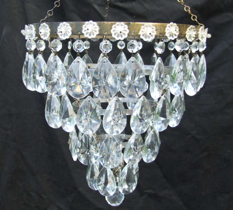 1930s 4 Tier Almond Drop Chandelier