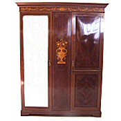 Highly decorative Edwardian inlaid combination wardrobe