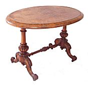 Victorian burr walnut stretcher table
