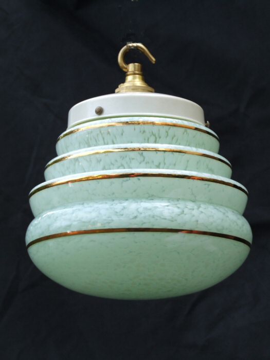 Art Deco Aquamarine Mottled Honeycomb ceiling light