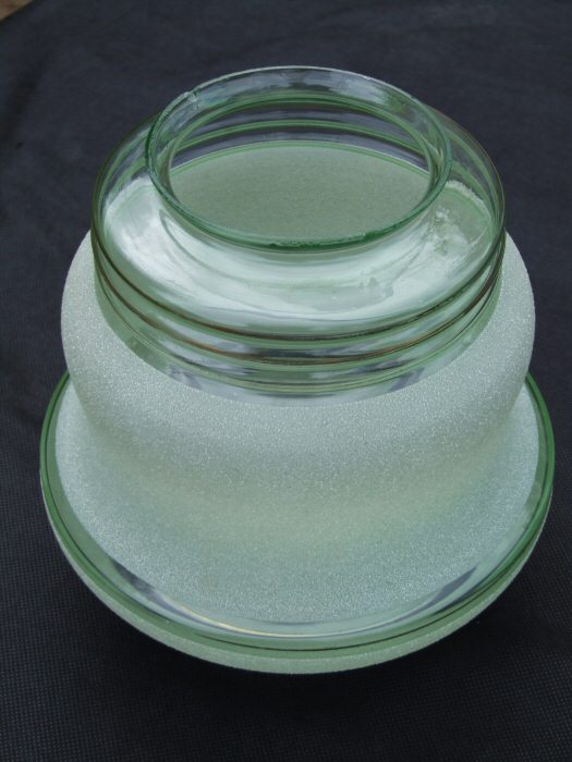 Gorgeous Art Deco Sugar Frosted Green Ceiling Light